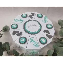 Schachteltorte Torte BABY Mint-Grau-Weiß Taufe Geburt
