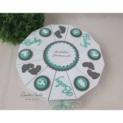 Schachteltorte Torte BABY Mint-Grau-Weiß Taufe Geburt