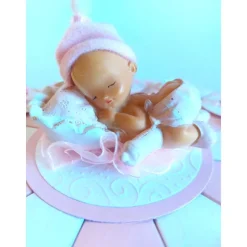 Schachteltorte/Geldgeschenk/Verpackung zur Geburt/Taufe/Baby Shower in rosa/weiß mit 23 cm Ø