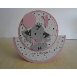 Schaukelkarte 1Geburtstag Glückwunschkarte Mädchen Geburtstag Elefant Rosa Kindergeburtstag