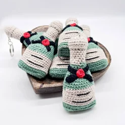 Schaumwein Schlüsselanhänger aus Baumwolle Stoff Schlüsselband JGA Geschenk Schaumwein Liebhaber Prosecco