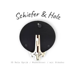 Schiefer und Holz / personalisierbare Schieferplatte mit Gravur und Holzdekor / 3D / Geschenk für Ehefrau, Tochter