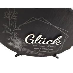 Schiefer und Holz / personalisierbare Schieferplatte mit Gravur und Holzdekor / 3D / Geschenk für Ehefrau, Tochter