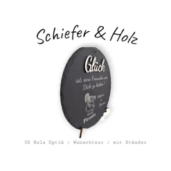 Schiefer und Holz / personalisierbare Schieferplatte mit Gravur und Holzdekor / Geschenk für beste Freundin
