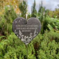 Schieferherz Grabschmuck, Gedenktafel/Grabstein, Beileidsgeschenk, Grabdekoration