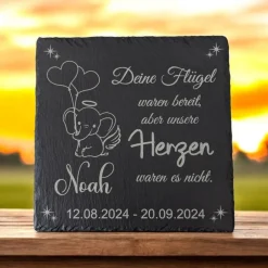 Schieferplatte, Gedenkstein für Sternenkinder, Grabschmuck personalisiert, Gedenktafel, ab 20cm