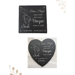 Schieferplatte, Gedenkstein für Sternenkinder, Grabschmuck personalisiert, Gedenktafel, ab 20cm