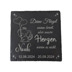 Schieferplatte, Gedenkstein für Sternenkinder, Grabschmuck personalisiert, Gedenktafel, ab 20cm
