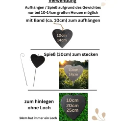 Schieferplatte Herz, Grabschmuck personalisiert, Gedenktafel, Bärchen mit Mond und Sterne, 10cm -25cm