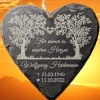 Schieferplatte Herz, Grabschmuck personalisiert, Gedenktafel, Baum, 10cm - 25cm