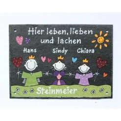 Schieferschild Namensschild Haustür personalisiert – Familienschild mit Name, handgefertigt, wetterfest, Geschenk persönlich & individuell