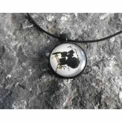 Schlagzeug , Musik, Männerschmuck, Rock,   Cabochon,Kette,  Lederkette