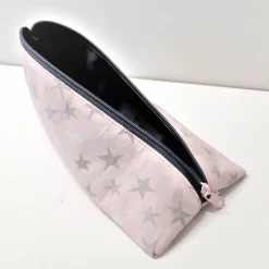 Schlampermäppchen, Federmäppchen rosa mit Sterne, dreieckig