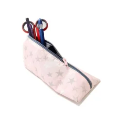 Schlampermäppchen, Federmäppchen rosa mit Sterne, dreieckig