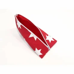 Schlampermäppchen, Federmäppchen rot mit Sterne dreieckig