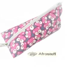 Schlampermäppchen, Federmäppchen rosa mit Frösche, dreieckig