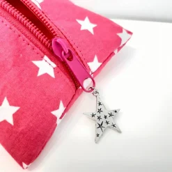 Schlampermäppchen, Federmäppchen pink mit Sterne, dreieckig