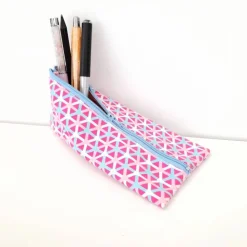 Schlampermäppchen, Federmäppchen rosa/ blau dreieckig