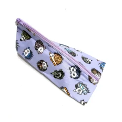 Schlampermäppchen lila mit Igel Motiv, Federmäppchen dreieckig