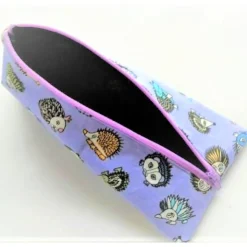 Schlampermäppchen lila mit Igel Motiv, Federmäppchen dreieckig