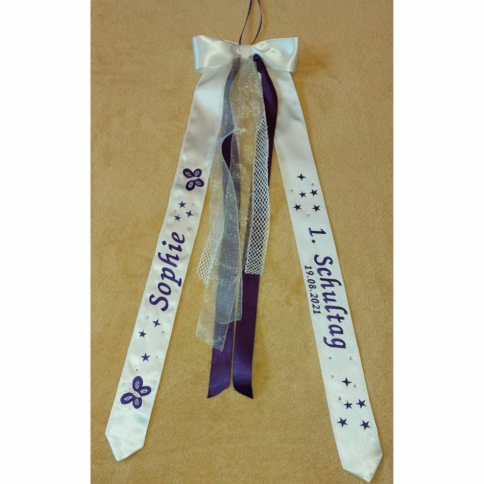 Schleife zum 1. Schultag/Einschulung Schultüte Motiv Schmetterling