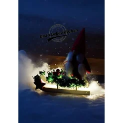 Schlitten Wichtel Advent Weihnachten Winter Holz rot Beeren