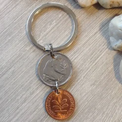 Schlüsselanhänger mit Glückspfennig zum 50. Geburtstag / 1976