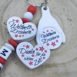 Schlüsselanhänger mit Name Weltbeste Erzieherin - Danke für die schöne Zeit- Einkaufswagenchip