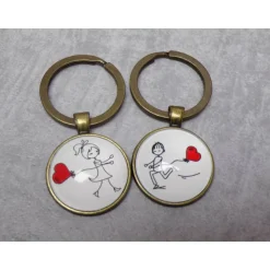 Schlüsselanhänger Set Paar Herz – Lustiges Geschenk für Verliebte & Paare mit Humor