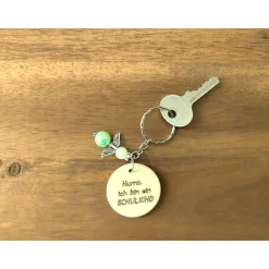 Schlüsselanhänger zur Einschulung / Schulanfang / Anhänger Schultüte (Kleeblatt, Perlenengel)