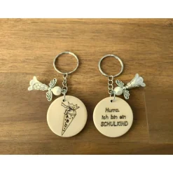 Schlüsselanhänger zur Einschulung / Schulanfang / Anhänger Schultüte (Kleeblatt, Perlenengel)