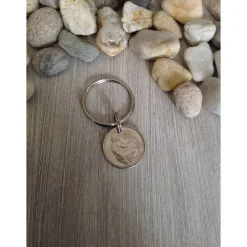 Schlüsselring mit einem 50-Pfennig Stück / Geschenk zum 50. Geburtstag / Jubiläum