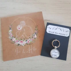 Schlüsselsanhänger Trauzeuge Hochzeit schwarz weiß Cabochon silberfarbe Fassung 25mm Gastgeschenk