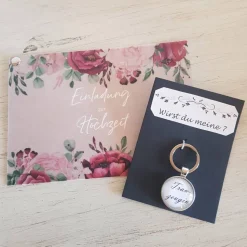 Schlüsselsanhänger Trauzeuge Hochzeit schwarz weiß Cabochon silberfarbe Fassung 25mm Gastgeschenk