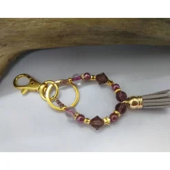 Schlüssel-/Taschenanhänger Tropfenform, amethytfarben, personalisierbar