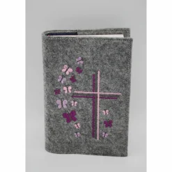 Schmetterling und Kreuz Gebetbuch Hülle Geschenk Kommunion Firmung Rosenkranz religiös personalisier