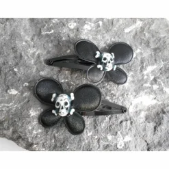 Schmetterlinge  Haarspange Skull Stoff  Totenkopf weiß