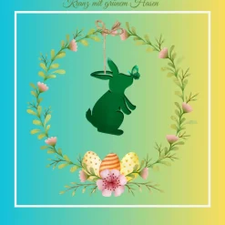 Schmetterlingshasen aus Acryl mit Lasergravur und Holzklötzchen, Osterhasen im Kranz oder Metallring als Türdekoration