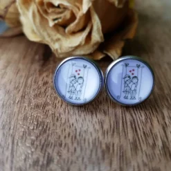 Schmuck Pärchen Valentinstag Ohrstecker, Ohrringe, Ohrhänger, Ringe, Haarspangen mit Cabochon