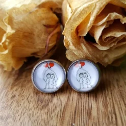 Schmuck Pärchen Valentinstag Ohrstecker, Ohrringe, Ohrhänger, Ringe, Haarspangen mit Cabochon