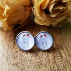 Schmuck Pärchen Valentinstag Ohrstecker, Ohrringe, Ohrhänger, Ringe, Haarspangen mit Cabochon
