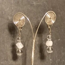 Schmuckset Kette mit Ohrringen Bergkristall-Würfel gecrasht