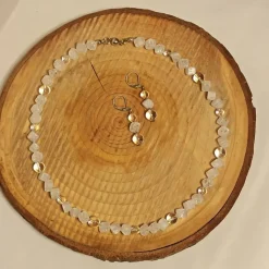 Schmuckset Kette mit Ohrringen Bergkristall-Würfel gecrasht