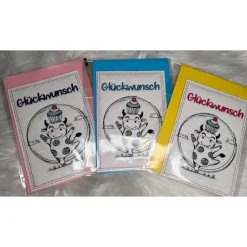 Schöne gestickte Karten Glückwunschkarten zum Geburtstag Jubiläum und feierliche Anlässe Kuh 3er Set