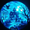 Schöne Lampe mit 3D Bild Halloween inkl. Farbwechsel Shadowbox.