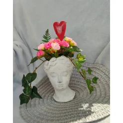 Schöne Tischdeko Dekoration haltbar m. Rosenstrauss 20cm