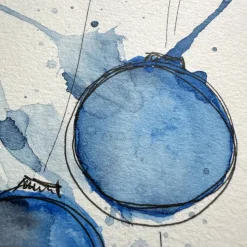 Schöne Weihnachtskarte mit Weihnachtskugeln - Abstrakt - handgemalte Karte (A6) mit hochwertigen Aquarellfarben