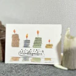 Schöne Weihnachtskarte mit 4 Adventskerzen aus Papier