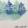 Schöne Weihnachtskarte mit Baumlandschaft - handgemalte Karte (A6) mit hochwertigen Aquarellfarben