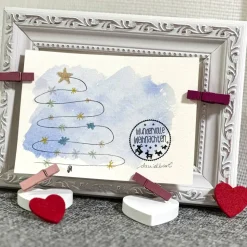 Schöne Weihnachtskarte mit Weihnachtsbaum - handgemalte Karte (A6) mit hochwertigen Aquarellfarben